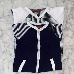 7 for all Mankind Striped Navy & White Footie Bundle 6/9M